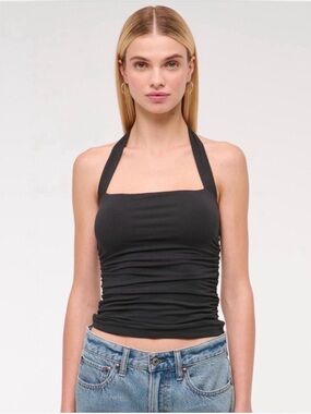 Abercombie Black Halter Ruched Tank Top - Women